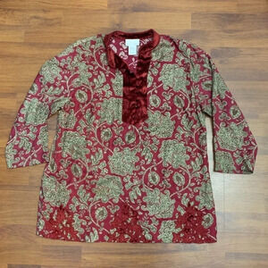 Soft Surroundings Red and Gold Viscose Tunic